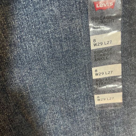 Levis Premium Womens 29x27 Ribcage Straight Ankle Jeans Blue Denim Button Fly - Picture 8 of 12